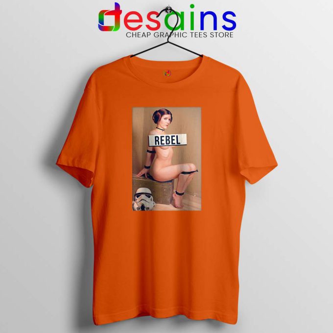 Naked Princess Leia Orange Tshirt Star Wars Merch Tee Shirts