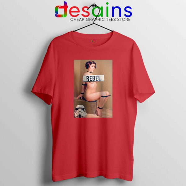 Naked Princess Leia Red Tshirt Star Wars Merch Tee Shirts