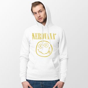 Nerd Style Nerdvana Smiley White Hoodie Nirvana Smiley