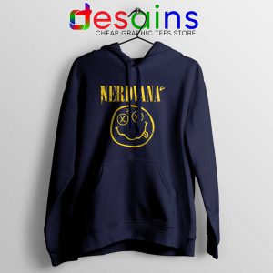 Nerdvana Smiley Navy Hoodie Nirvana Smiley Face Hoodies S-2XL