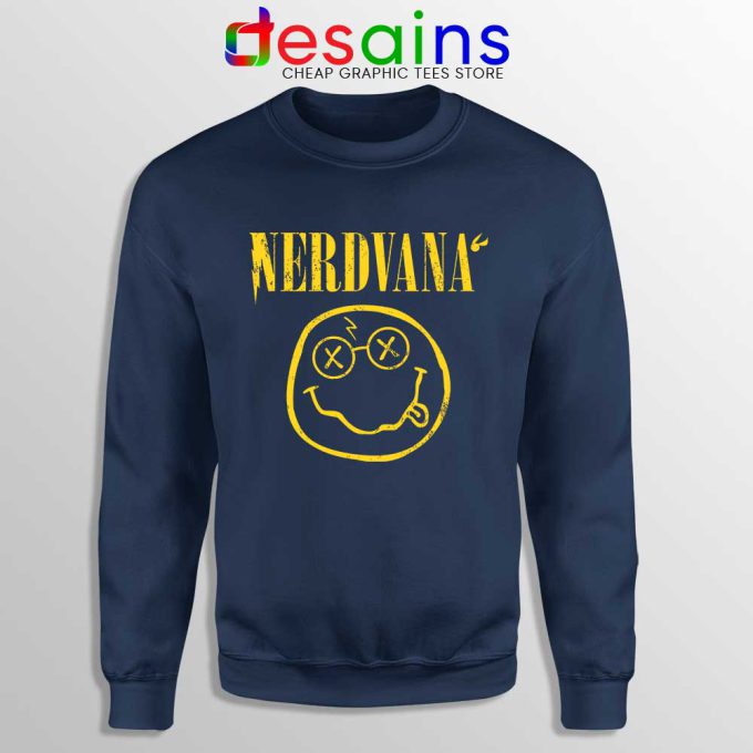 Nerdvana Smiley Navy Sweatshirt Nirvana Smiley Face Sweater