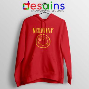 Nerdvana Smiley Red Hoodie Nirvana Smiley Face Hoodies S-2XL