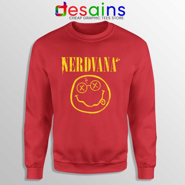 Nerdvana Smiley Red Sweatshirt Nirvana Smiley Face Sweater