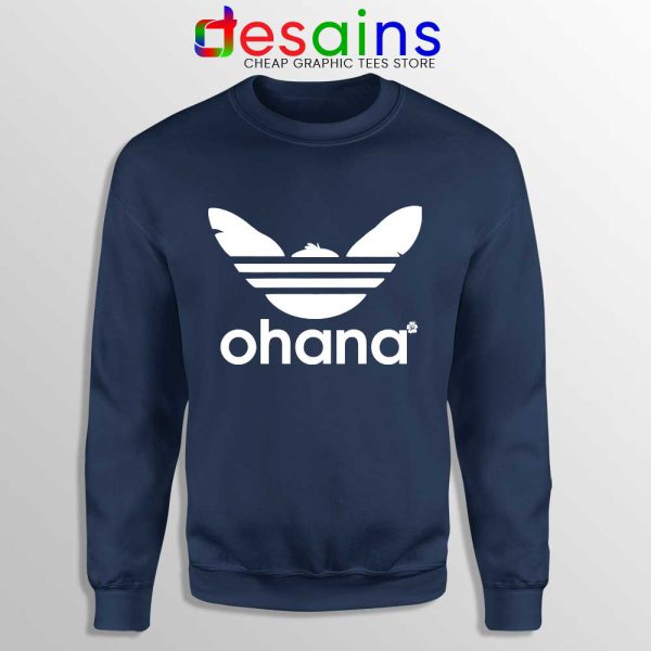 Ohana Three Stripes Navy Sweatshirt Stitch Ohana Adidas Sweaters