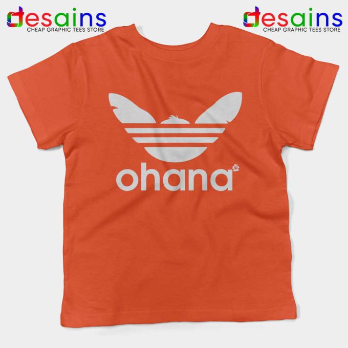 Ohana Three Stripes Orange Kids Tshirt Stitch Ohana Adidas Youth