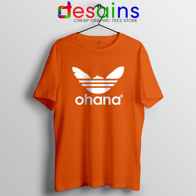 Ohana Three Stripes Orange Tshirt Stitch Ohana Adidas Tee Shirts
