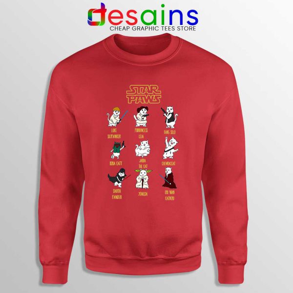 Star Paws Cat Lovers Red Sweatshirt Star Wars Cats Sweaters