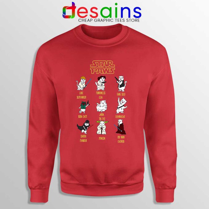 Star Paws Cat Lovers Red Sweatshirt Star Wars Cats Sweaters