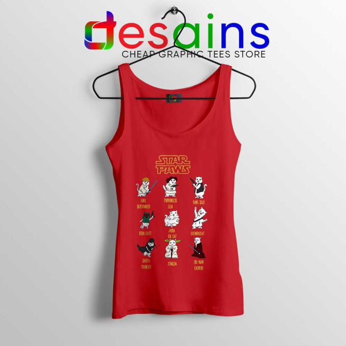Star Paws Cat Lovers Red Tank Top Star Wars Cats Tops S-3XL