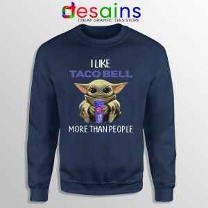 Taco Bell Baby Yoda Navy Sweatshirt The Child Mandalorian Sweaters