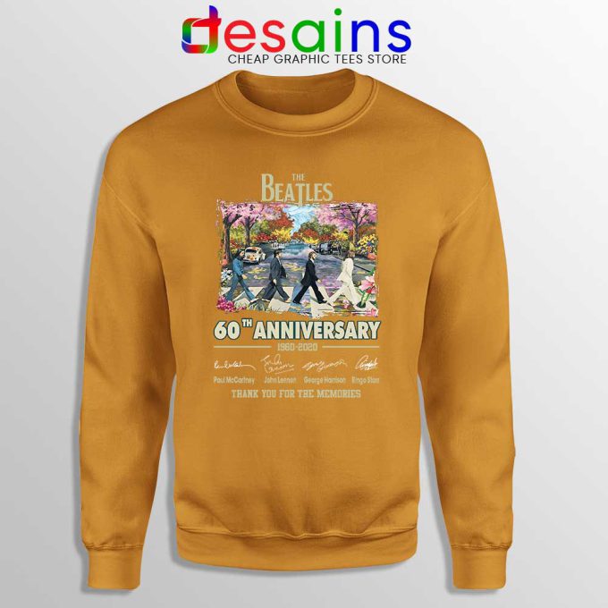 The Beatles 60th Anniversary Orange Sweatshirt The Beatles Merch