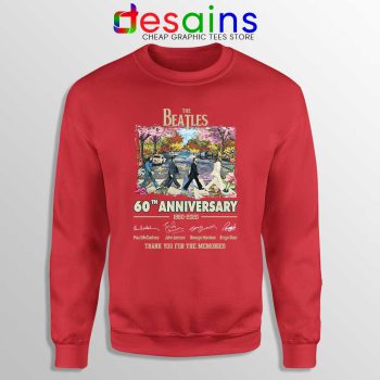 The Beatles 60th Anniversary Red Sweatshirt The Beatles Merch