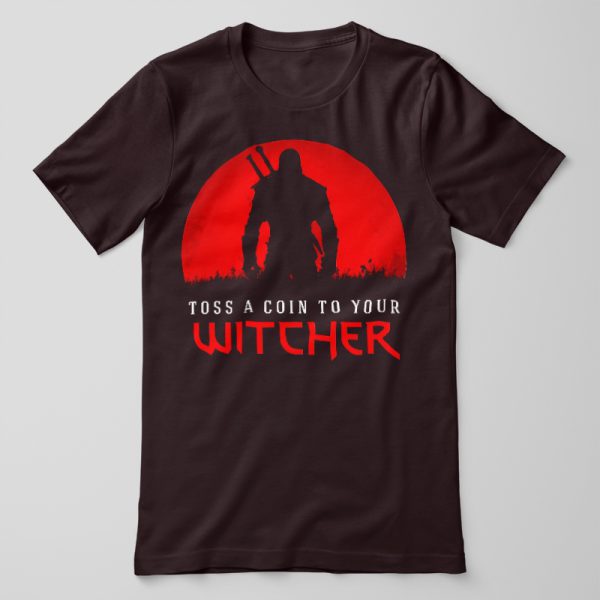 Toss A Coin to Your Witcher Black Tshirt Geralt of Rivia