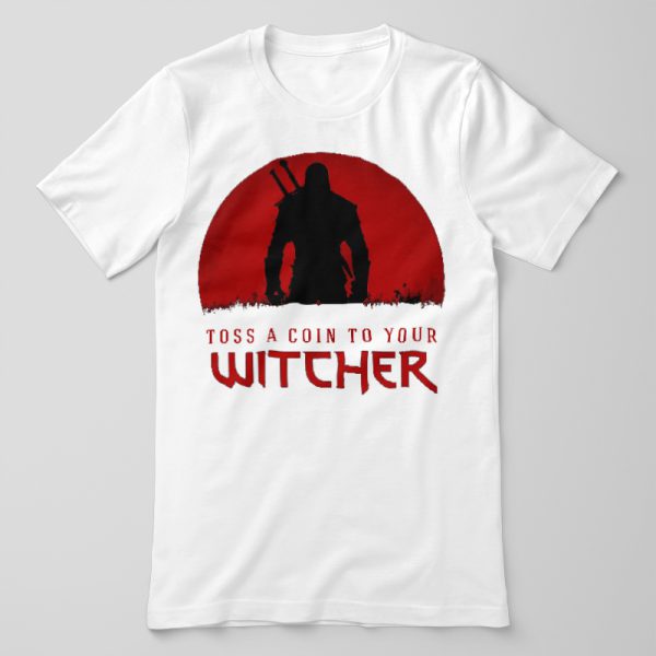Toss A Coin to Your Witcher White Tshirt Geralt of Rivia