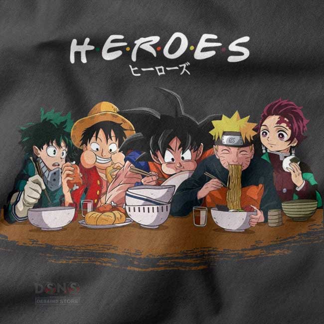 tank top featuring anime characters eating ramen parody design