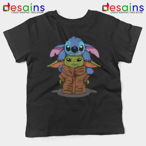 Baby Stitch Yoda Black Kids Tshirt Disney The Mandalorian Youth