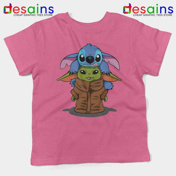 Baby Stitch Yoda Pink Kids Tshirt Disney The Mandalorian Youth