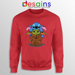 Baby Stitch Yoda Red Sweatshirt Disney The Mandalorian Sweaters