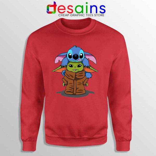 Baby Stitch Yoda Red Sweatshirt Disney The Mandalorian Sweaters