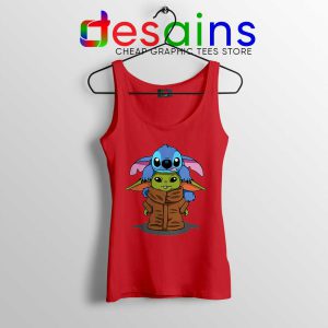 Baby Stitch Yoda Red Tank Top Disney The Mandalorian Tops