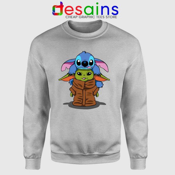 Baby Stitch Yoda Sport Grey Sweatshirt Disney The Mandalorian Sweaters