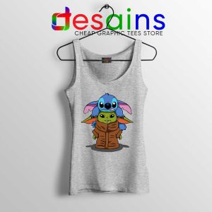 Baby Stitch Yoda Sport Grey Tank Top Disney The Mandalorian Tops