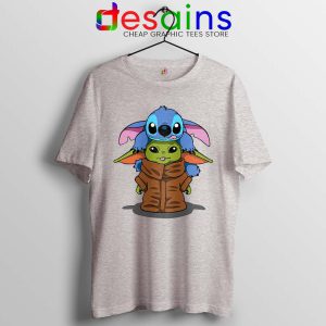 Baby Stitch Yoda Sport Grey Tshirt Disney The Mandalorian Tees