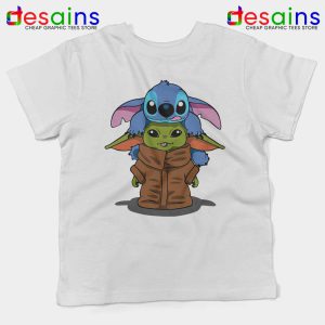 Baby Stitch Yoda White Kids Tshirt Disney The Mandalorian Youth