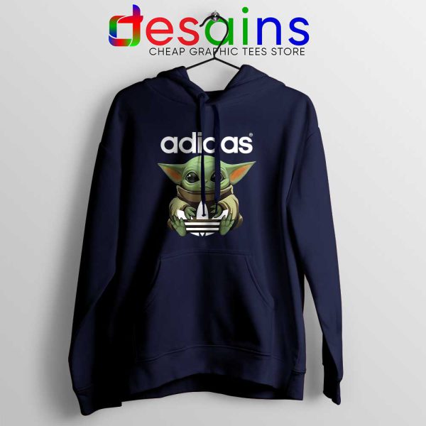 Baby Yoda Adidas Three Stripes Navy Hoodie The Mandalorian Jacket