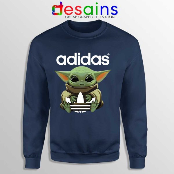 Baby Yoda Adidas Three Stripes Navy Sweatshirt The Mandalorian