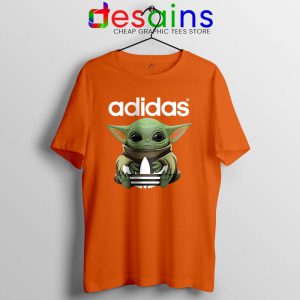 Baby Yoda Adidas Three Stripes Orange Tshirt ‎The Mandalorian Tees