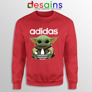 Baby Yoda Adidas Three Stripes Red Sweatshirt The Mandalorian