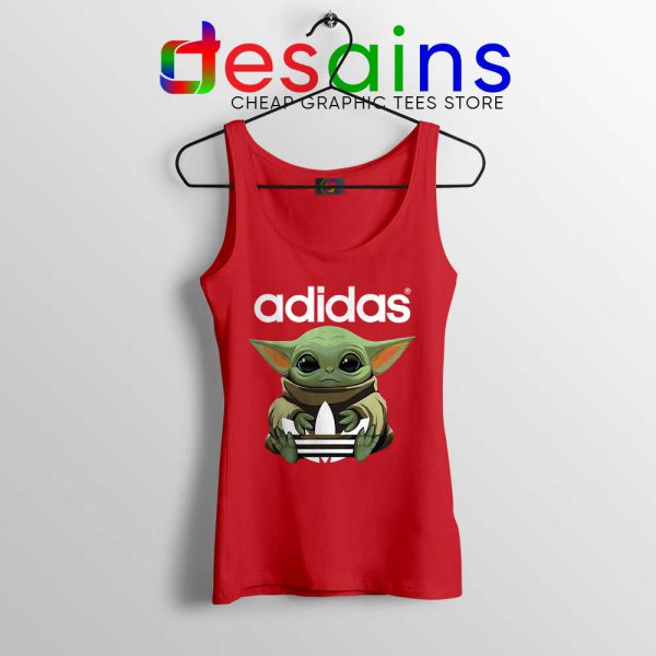 Baby Yoda Adidas Three Stripes Red Tank Top The Mandalorian Tops