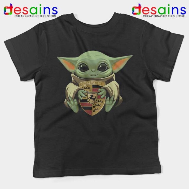 Baby Yoda Porsche Logo Kids Tshirt