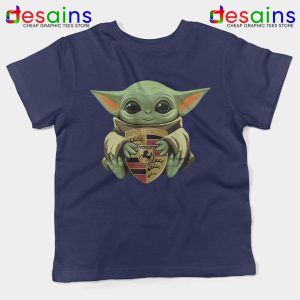 Baby Yoda Porsche Logo Navy Kids Tshirt The Child Mandalorian Youth