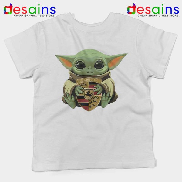 Baby Yoda Porsche Logo White Kids Tshirt The Child Mandalorian Youth
