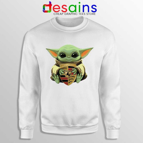 Baby Yoda Porsche Logo White Sweatshirt The Child Mandalorian