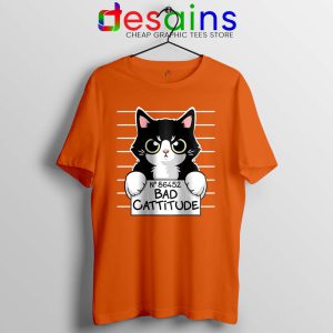 Bad Cattitude Cat Mug Shot Orange Tshirt Funny Cats Lovers Tees