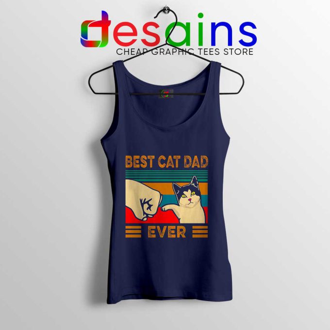 Cat Dad Meme Navy Tank Top Best Cat Guy Ever Tops S-3XL