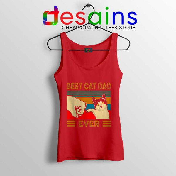 Cat Dad Meme Red Tank Top Best Cat Guy Ever Tops S-3XL