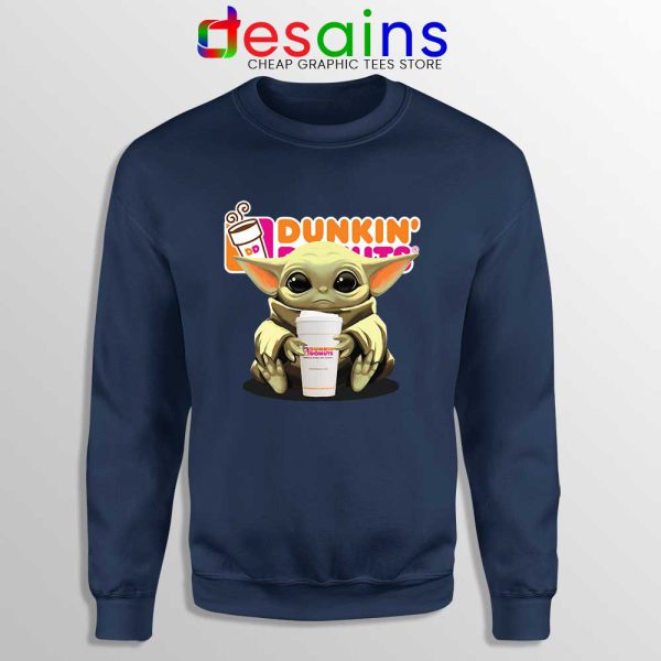 Dunkin Donuts Baby Yoda Navy Sweatshirt The Mandalorian Disney
