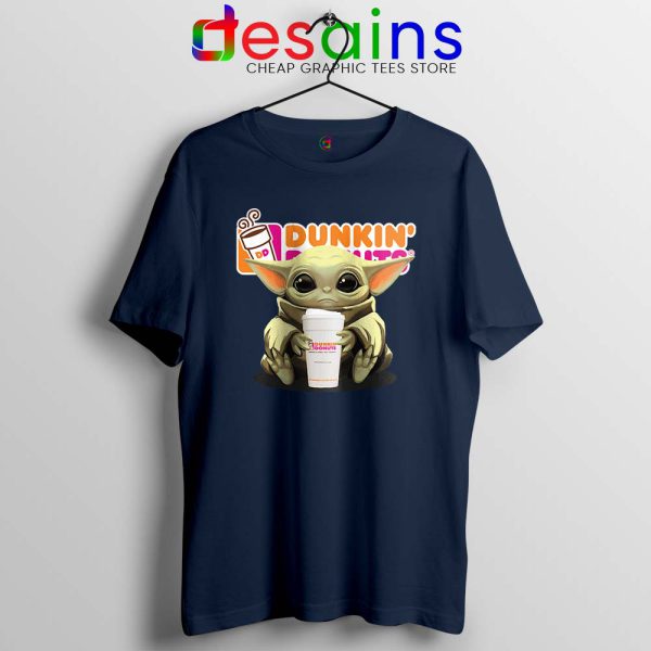 Dunkin Donuts Baby Yoda Navy Tshirt The Mandalorian Disney Tees