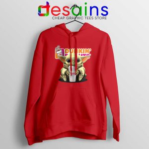 Dunkin Donuts Baby Yoda Red Hoodie The Mandalorian Disney Hoodies