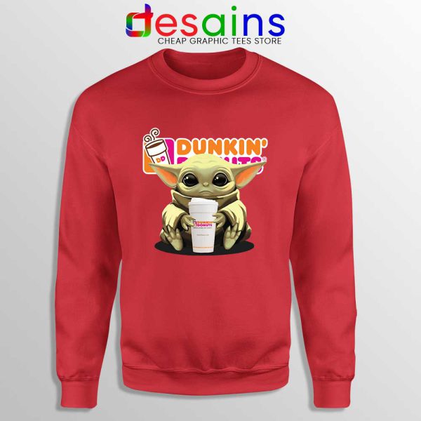 Dunkin Donuts Baby Yoda Red Sweatshirt The Mandalorian Disney