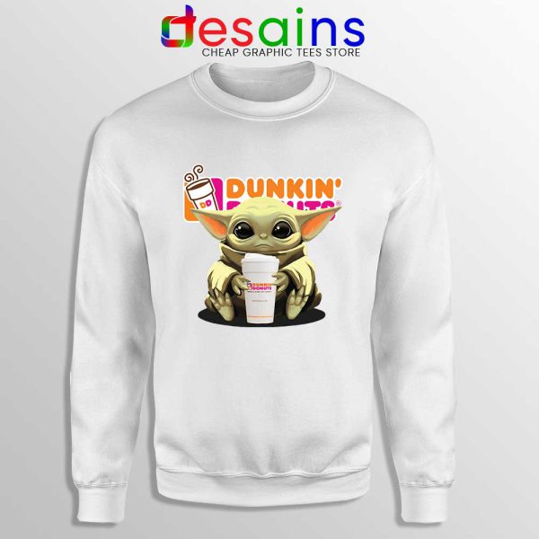 Dunkin Donuts Baby Yoda White Sweatshirt The Mandalorian Disney