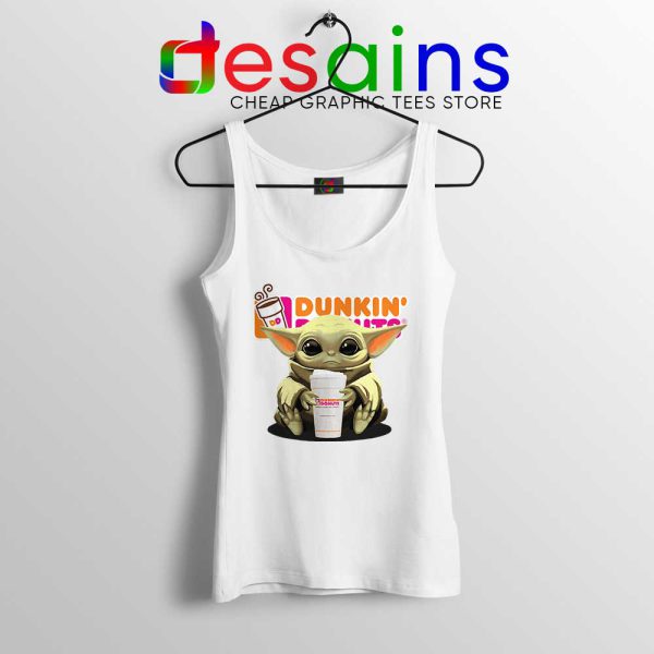 Dunkin Donuts Baby Yoda White Tank Top The Mandalorian Disney Tops