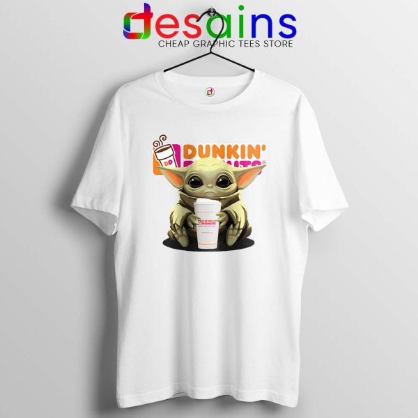 Dunkin Donuts Baby Yoda White Tshirt The Mandalorian Disney Tees