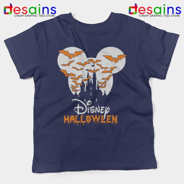 Halloween Cinderella Castle Navy Kids Tshirt Walt Disney Logo Youth Tees