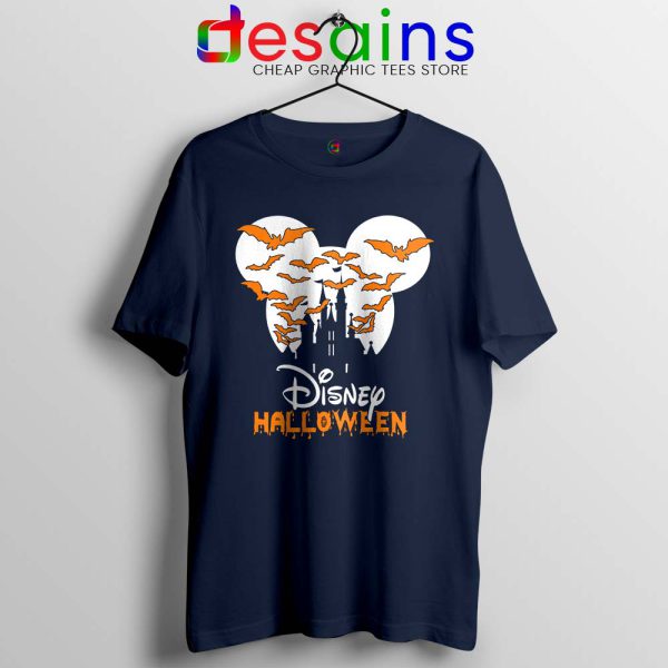 Halloween Cinderella Castle Navy Tshirt Walt Disney Logo Tees