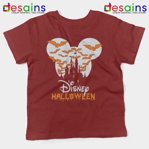 Halloween Cinderella Castle Red Kids Tshirt Walt Disney Logo Youth Tees